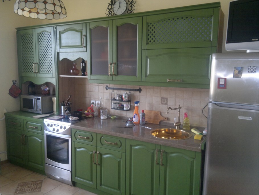 Зеленый мох кухня массив Боровичи