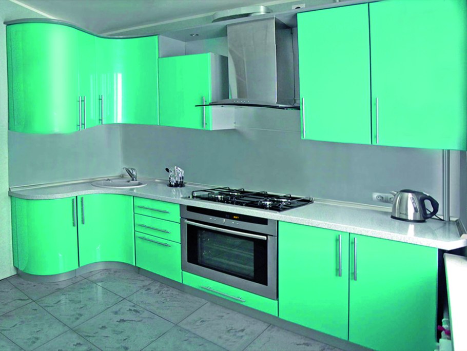 Кухня угловая бирюзовая