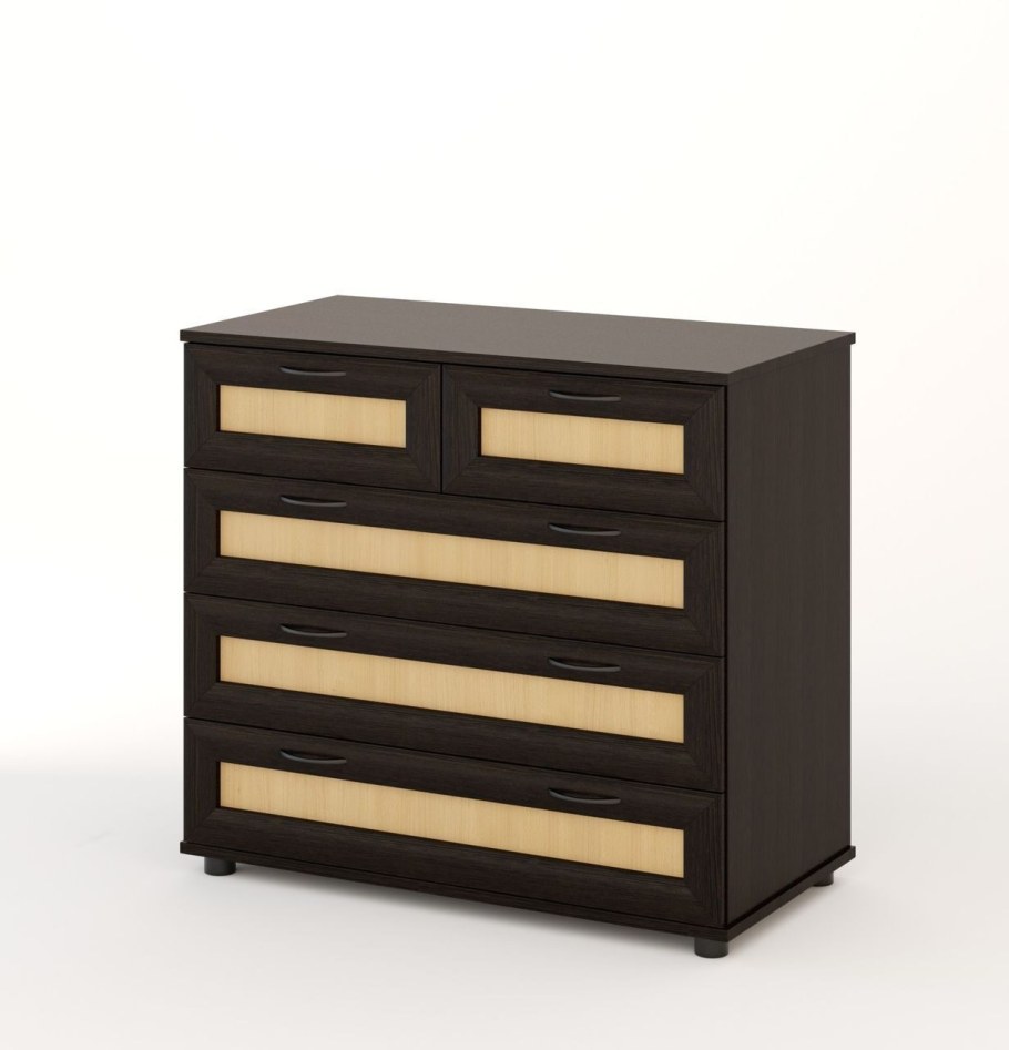 Комод МД-5, цвет венге/дуб, 5 ящиков OZON