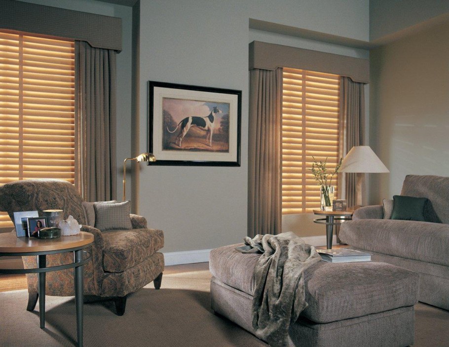 Жалюзи со шторами в интерьере