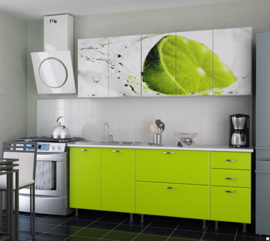 Кухня лайм1.8м лайм глянец БТС