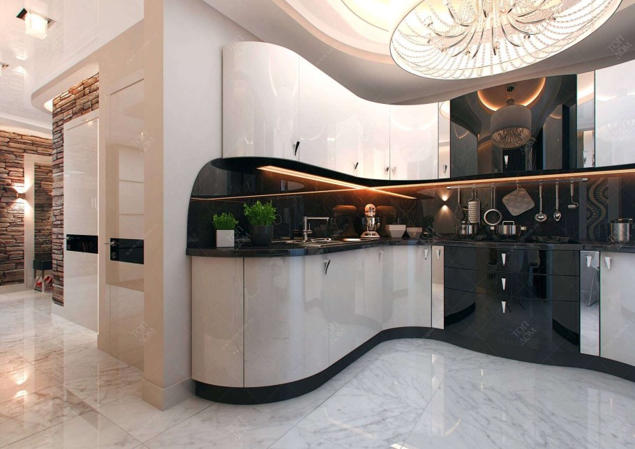 Глянцевые кухни в интерьере