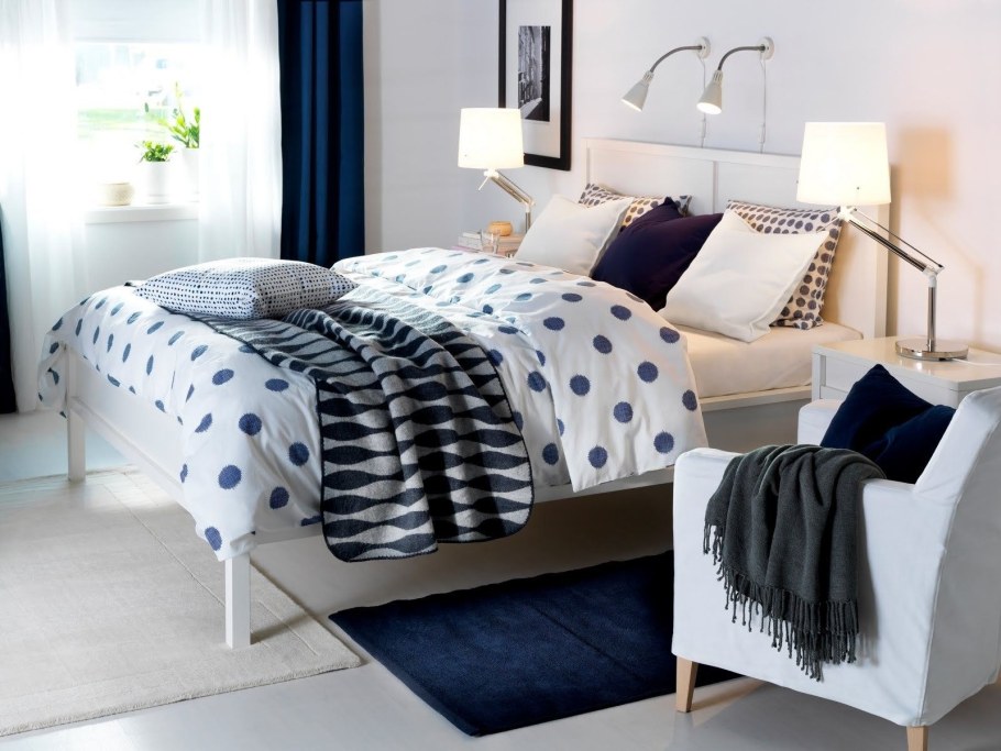 Спальня с текстилем от икеа