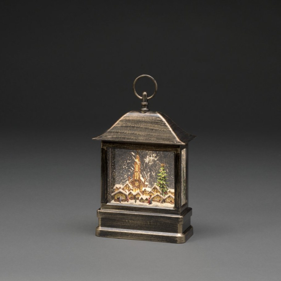 Декоративный фонарь со снегом и подсветкой