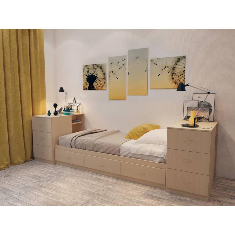 Кровать 800 "Рики" (белёный дуб)