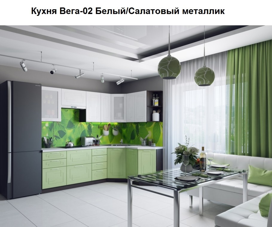 Кухня в бело салатовых тонах