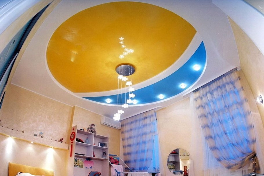 Круглый натяжной потолок в детской