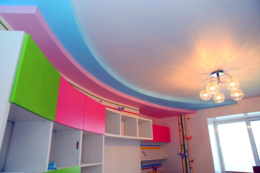 Многоуровневый потолок в детской
