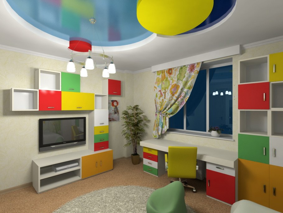 Натяжной потолок в детской