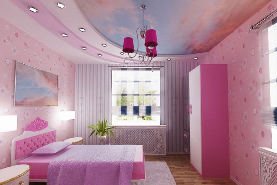 Натяжные потолки в комнату для девочки
