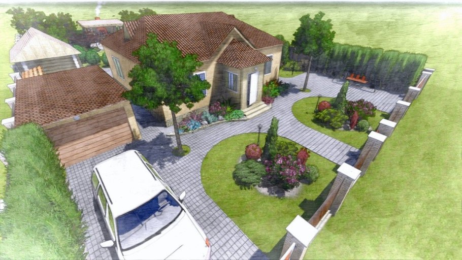 Планировка участка 24 сотки с домом баней и гаражом