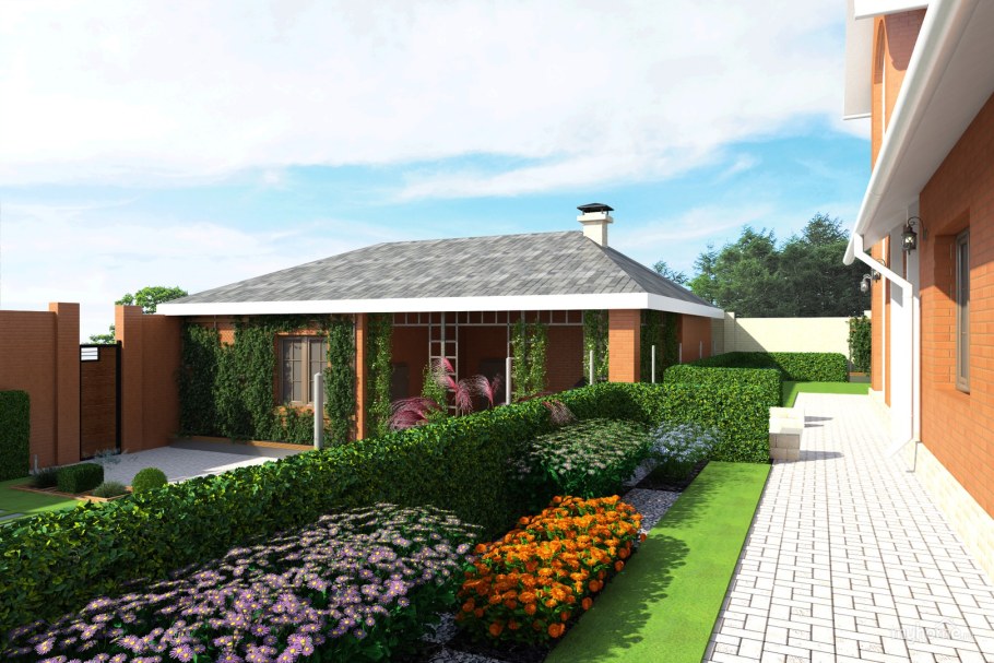 Одноэтажный дом на участке