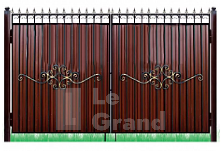 Ворота распашные с металлопрофиль с калиткой