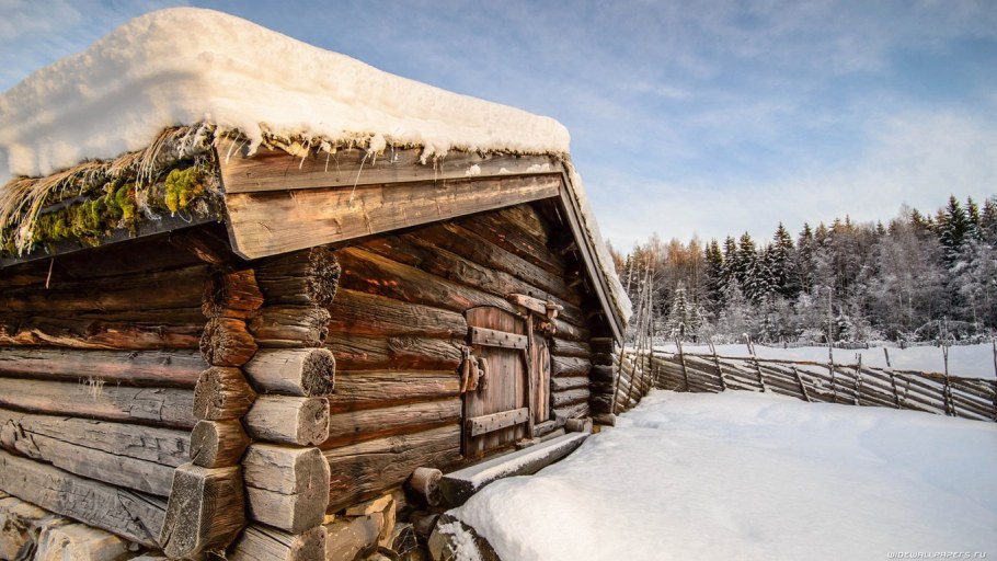 Русская изба зимой