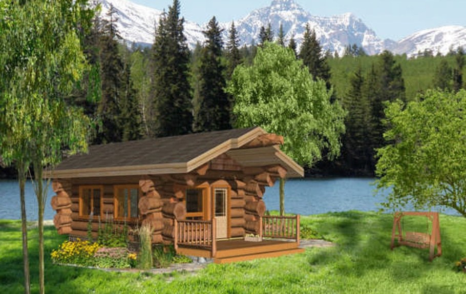 Сруб на берегу реки