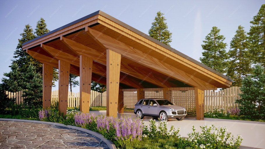 Навес деревянный односкатный 2х2