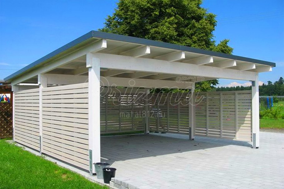 Деревянный навес для машины