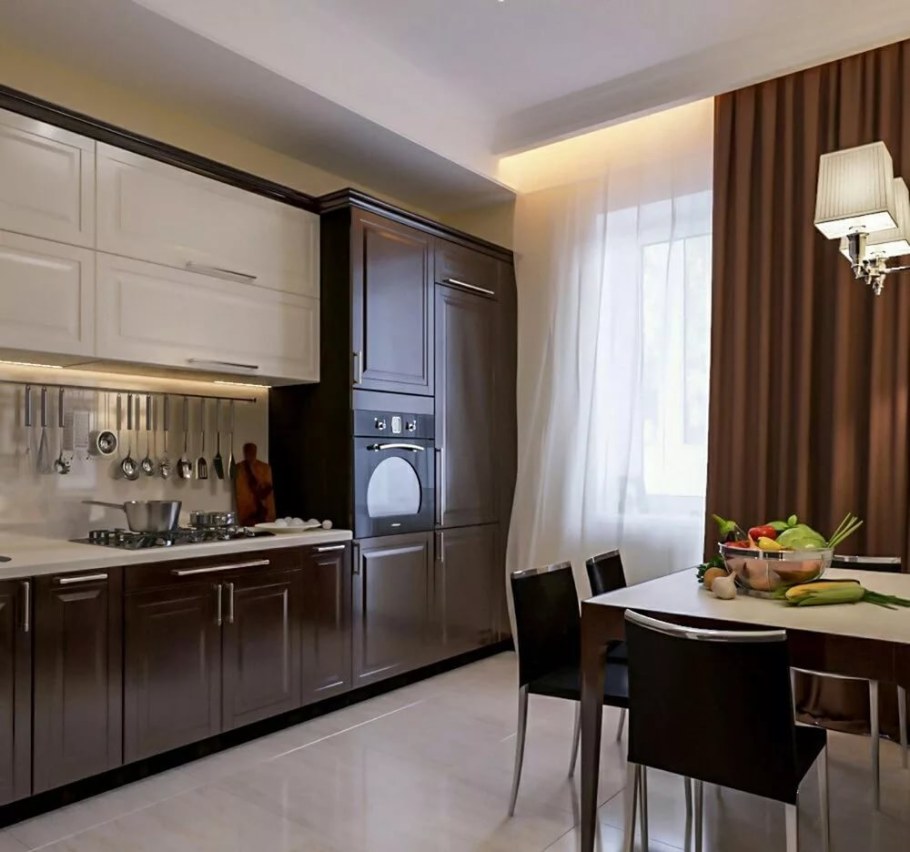 Кухня в коричневых тонах