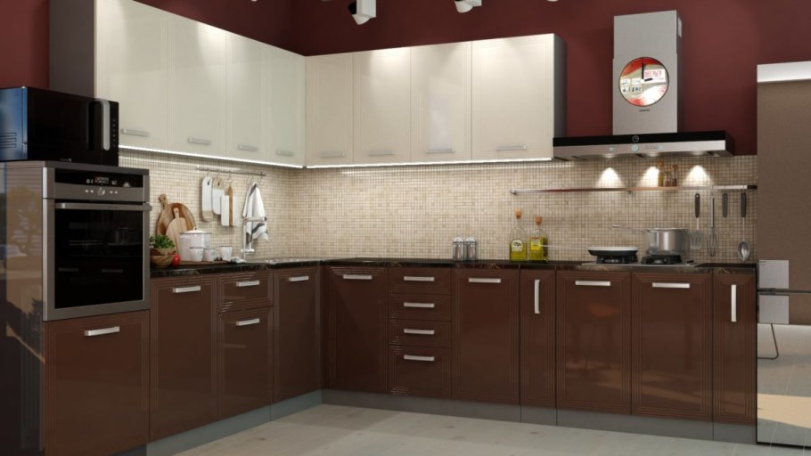 Кухня цвет венге и бежевый
