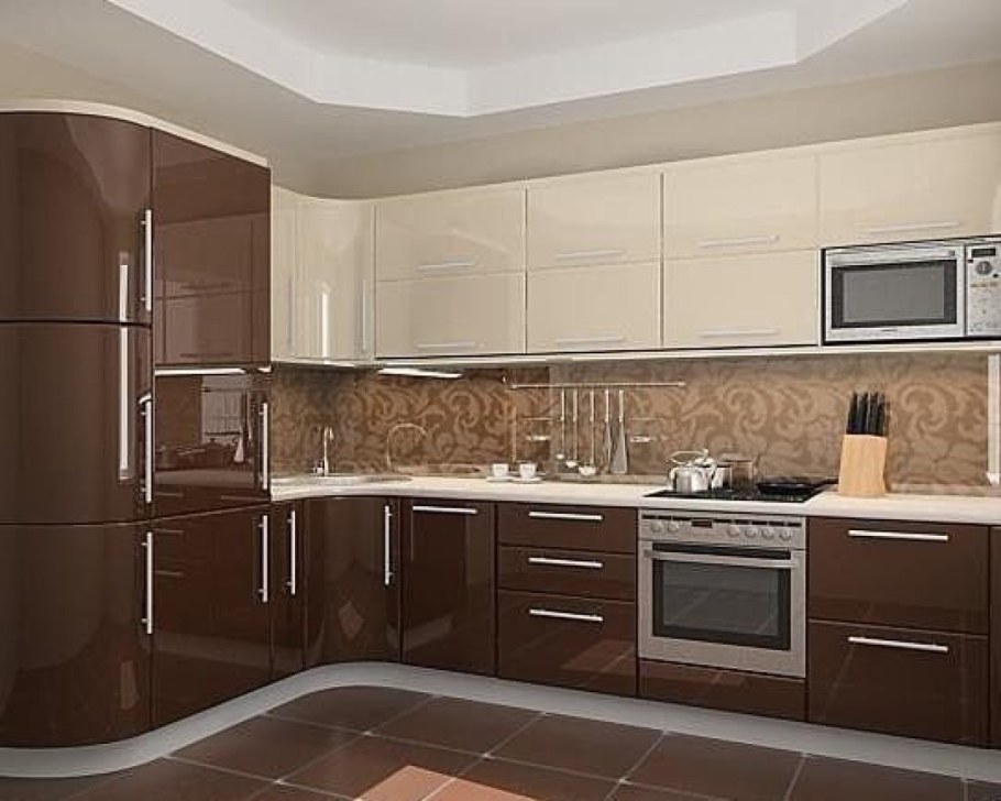 Кухня в тонах кофе с молоком