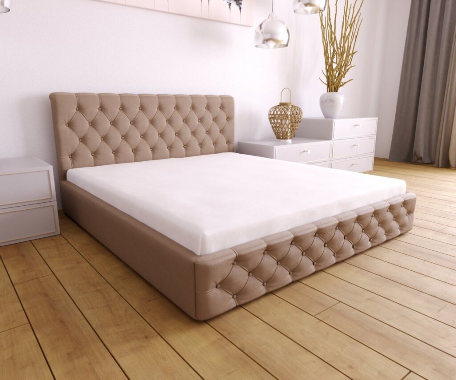 Кровать двуспальная с каретной стяжкой