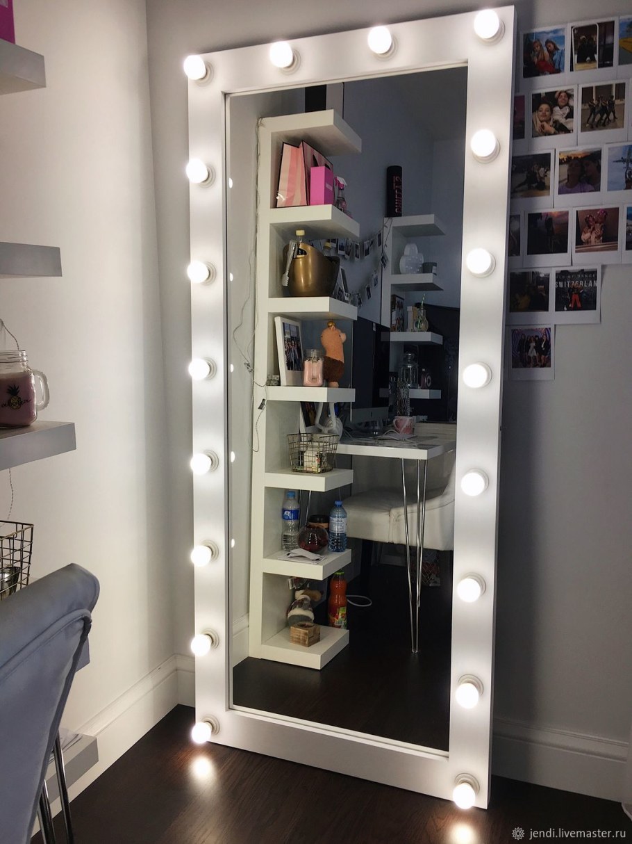 Зеркало гримерное с лампочками 180*80