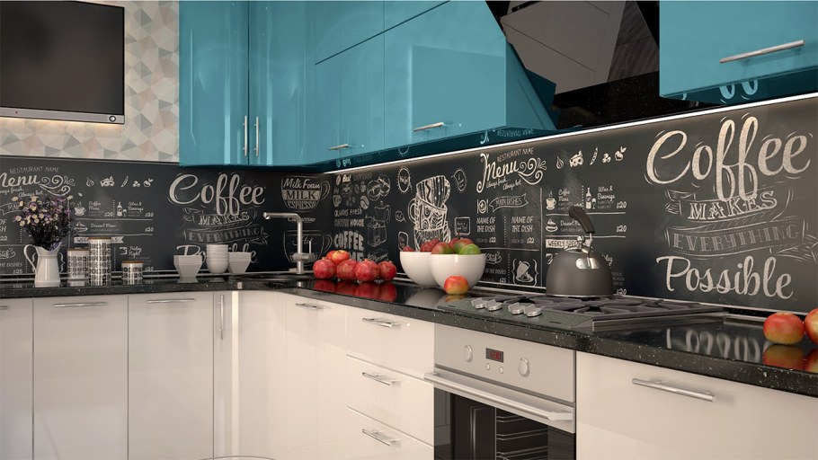 Кухонный фартук грифельная доска