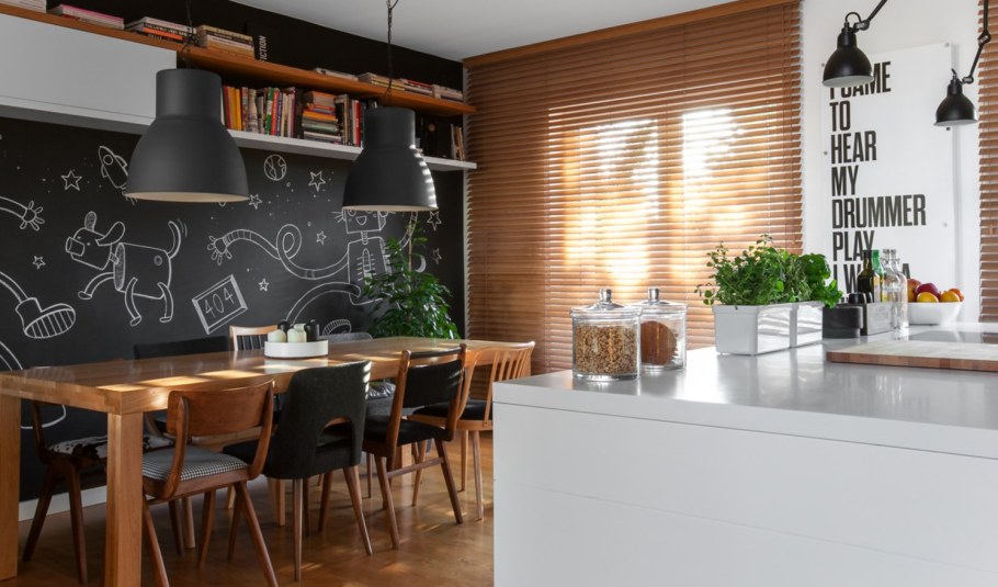 Грифельная доска в интерьере кухни Сканди