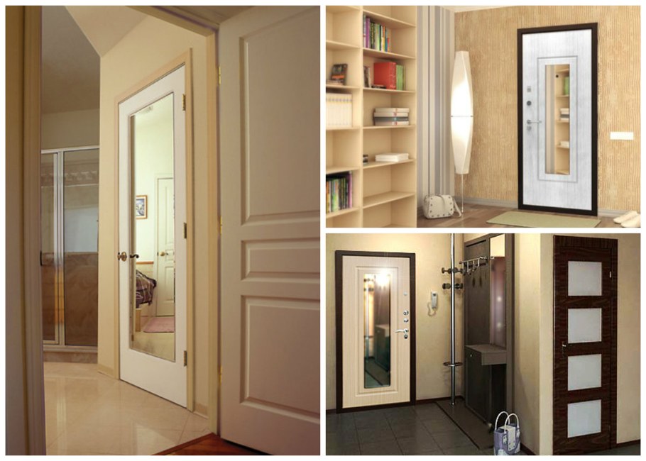 Зеркало на входной двери в прихожей