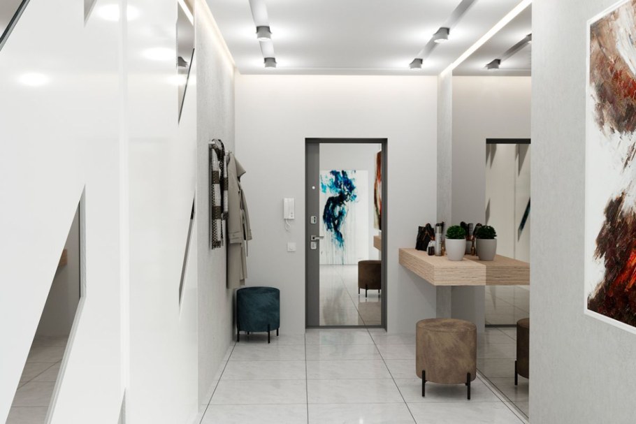 Двери с зеркалом в интерьере квартиры