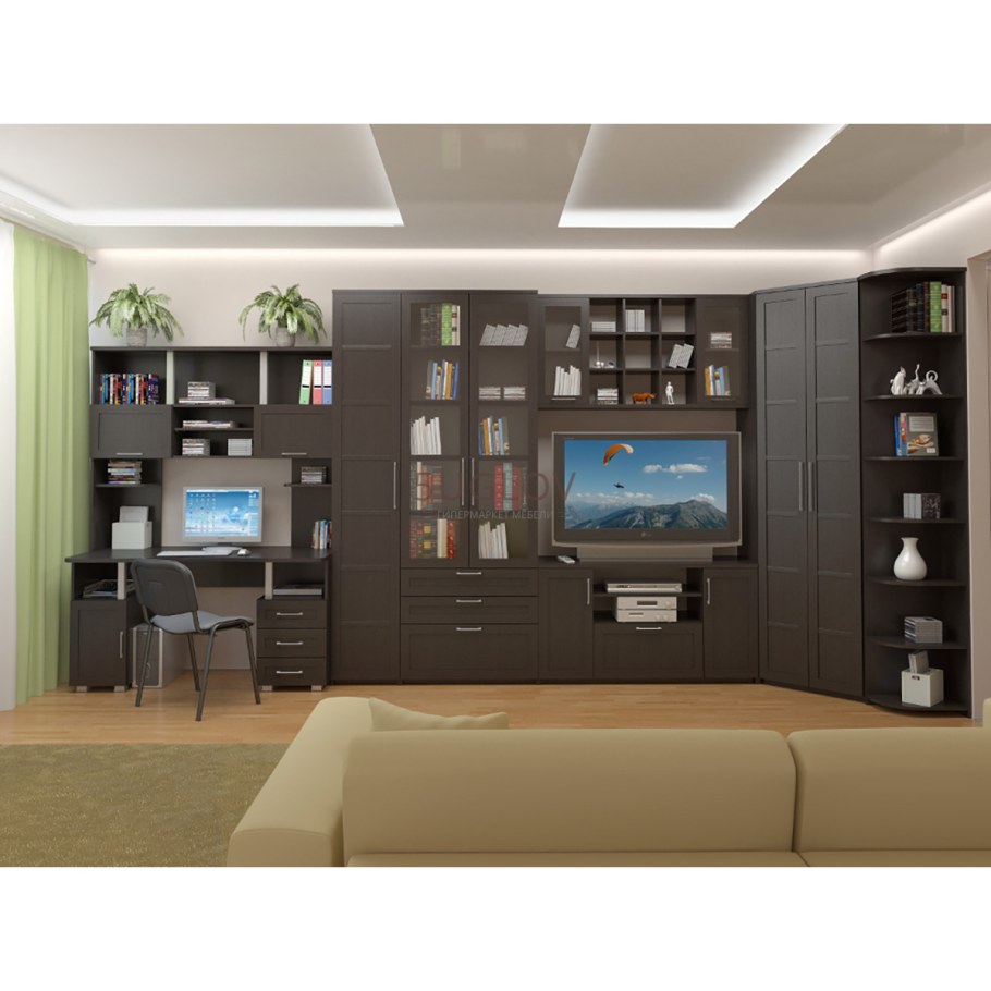 Стенка в гостиную с рабочим местом