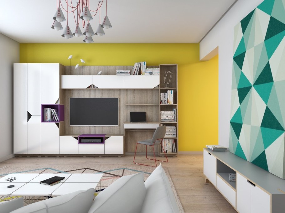 Гостиная с компьютерным столом