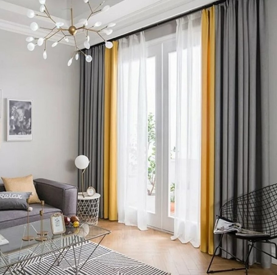 Серые занавески в гостиную