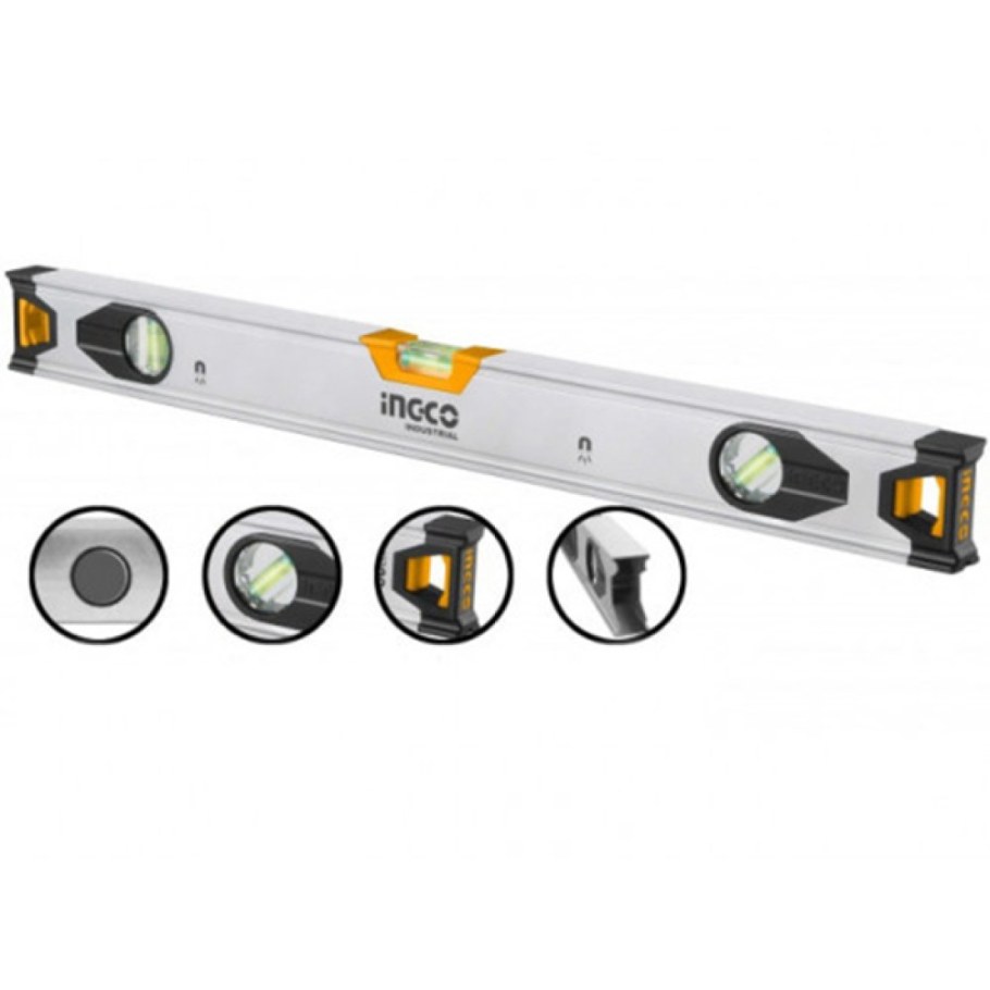 Уровень алюм. 800 Мм, магнитный, 3 глазка, INGCO Industrial (hsl38080m)