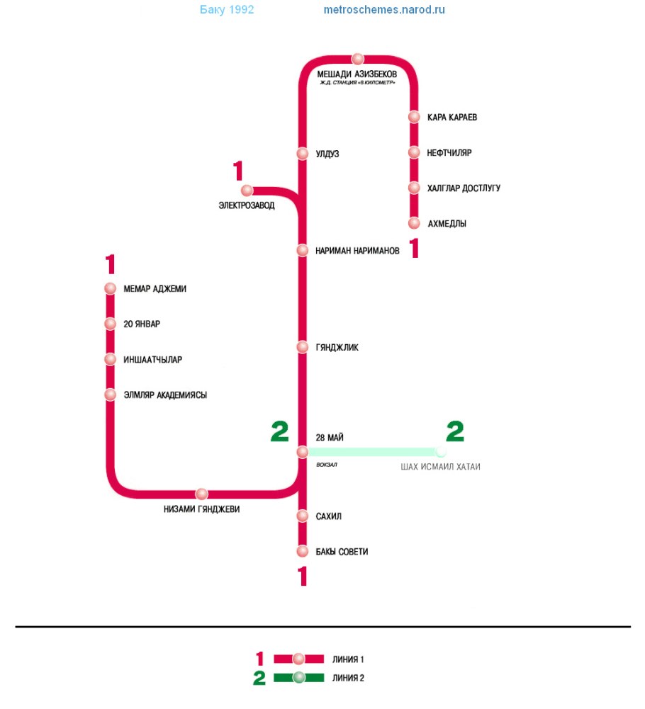 Станции метро в Баку схема