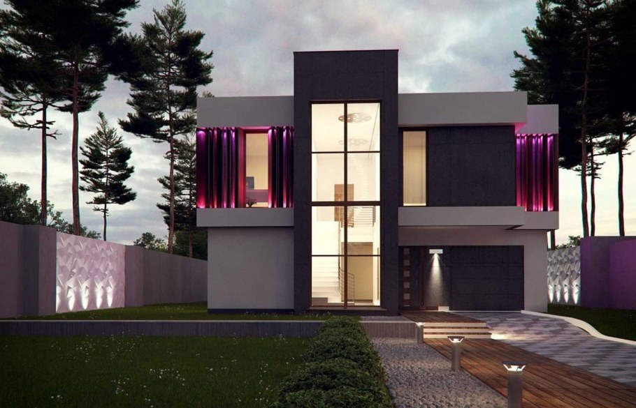 Проект современного стильного коттеджа s3-214-1 zx124