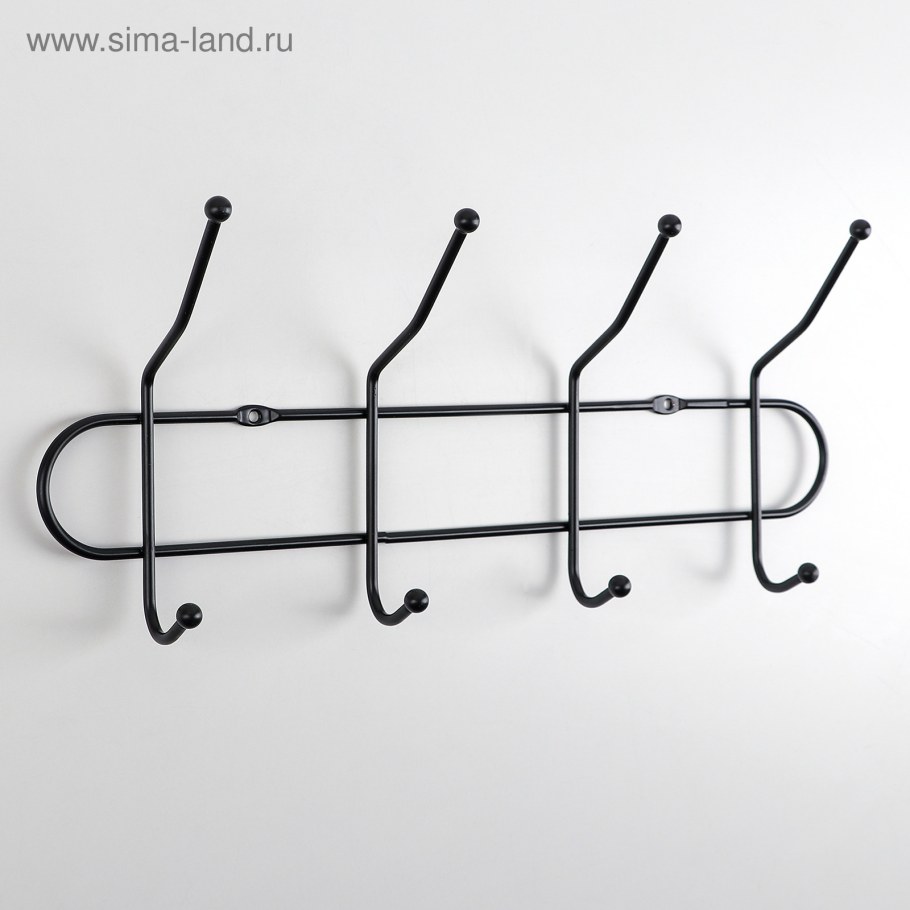 Вешалка настенная, 5 двойных крючков, 49х6,5см, дерево, металл