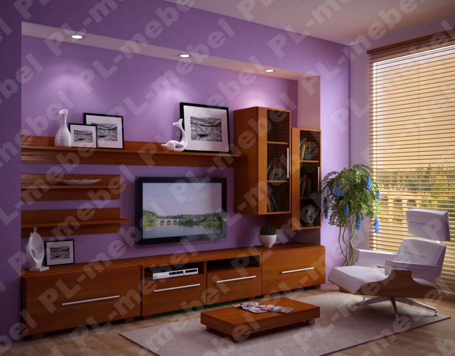 Мебель в гостиную цвета вишни