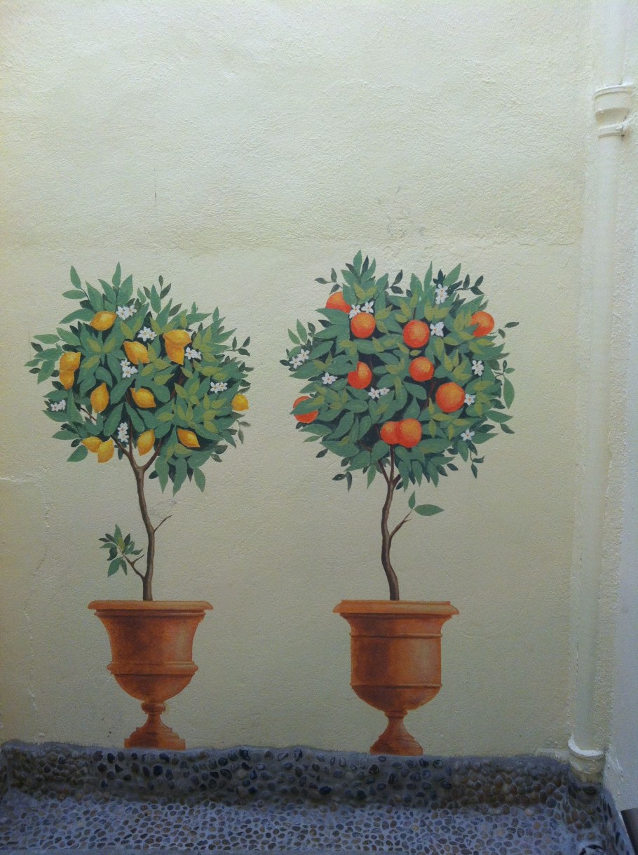 Роспись стен цветы в горшках