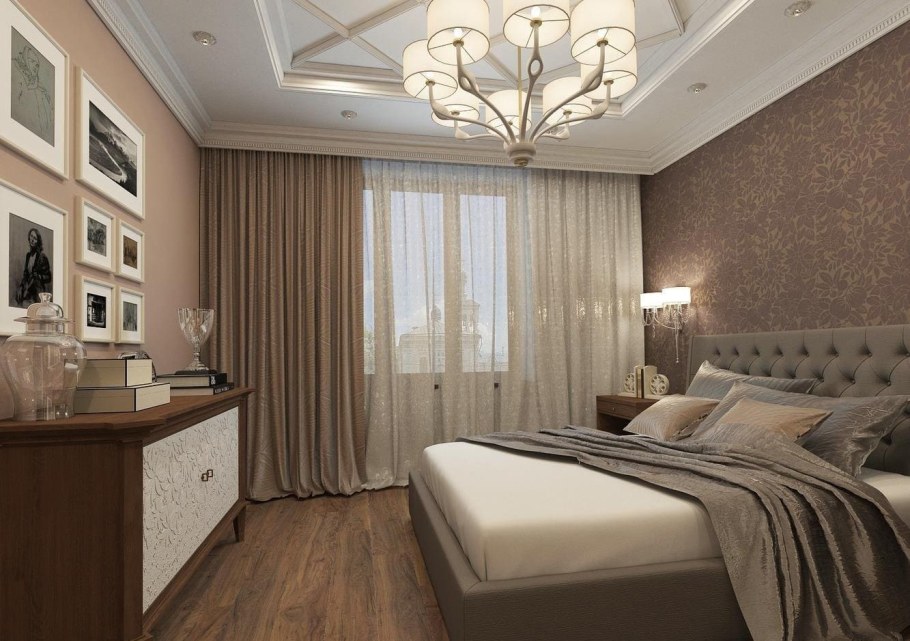 Спальня в коричнево бежевых тонах
