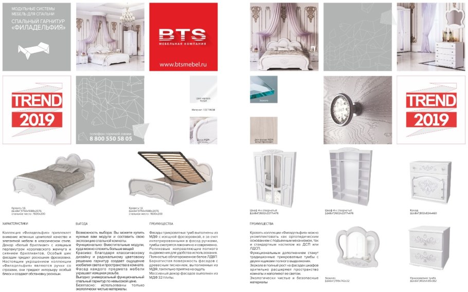 Модульная спальня Филадельфия БТС