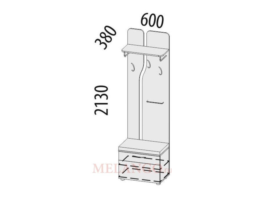 Мини-прихожая с крючками «Мэри 39.07.1»