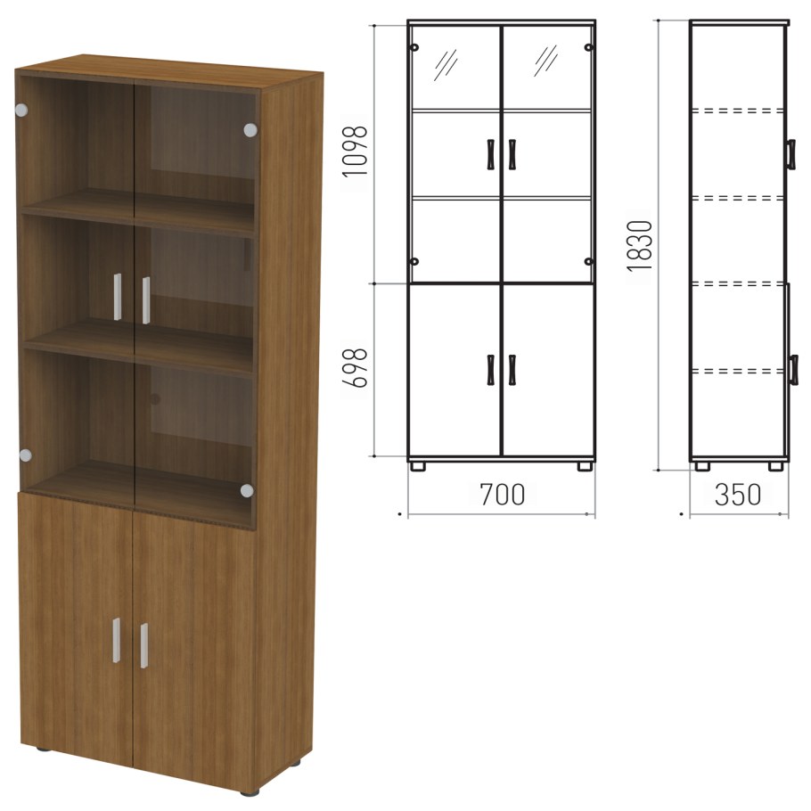 Шкаф полузакрытый Канц 700х350х1830 мм цвет орех пирамидальный комплект