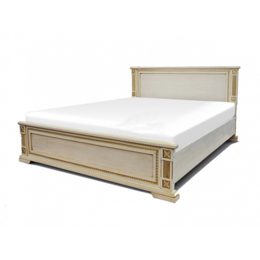 180-200 Кровать Берта белая эмаль/золото (дуб)