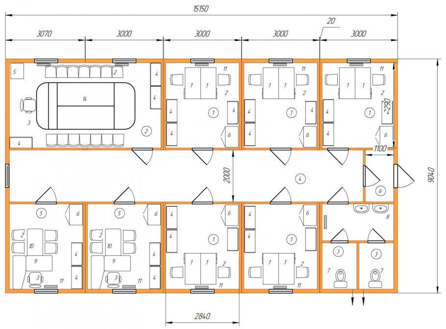 Модульные здания планировки АБК