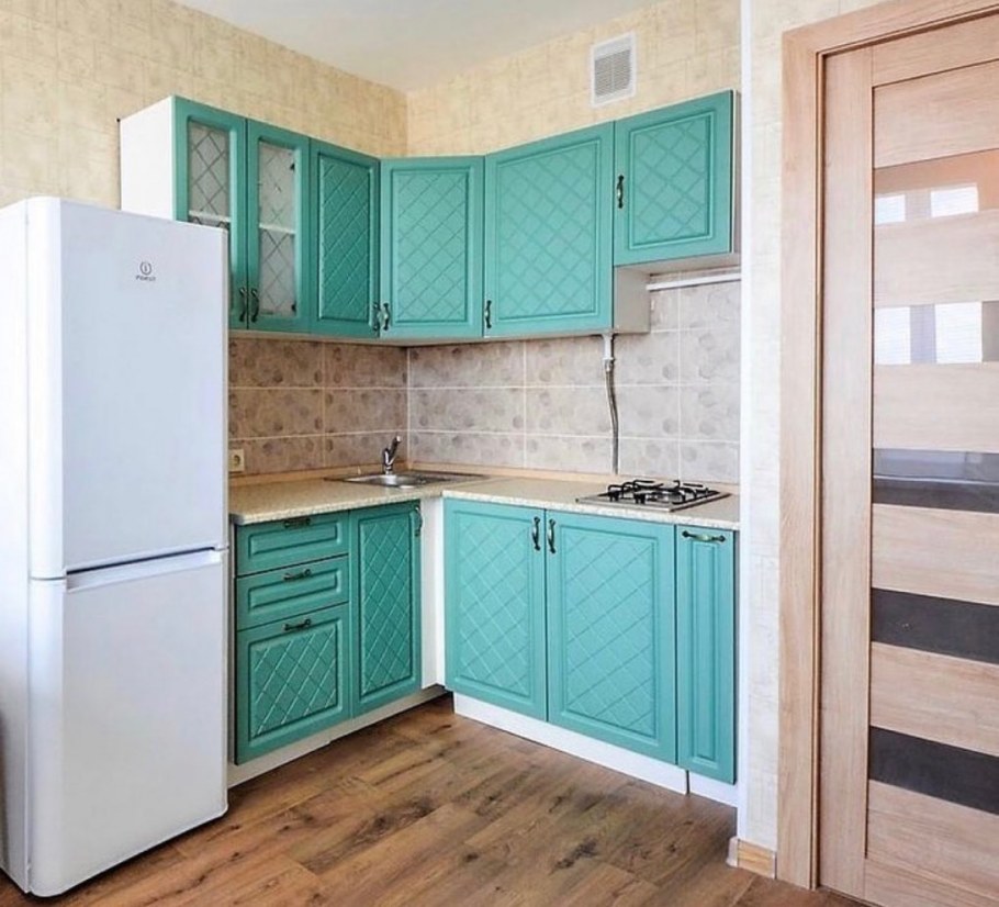 Кухня Модена бирюза с белым