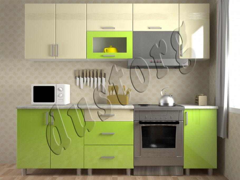 Кухня лайм1.8м лайм глянец БТС