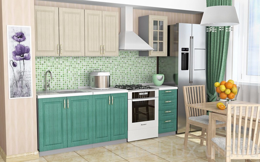 Модульная кухня София Лондон дуб изумруд зеленый