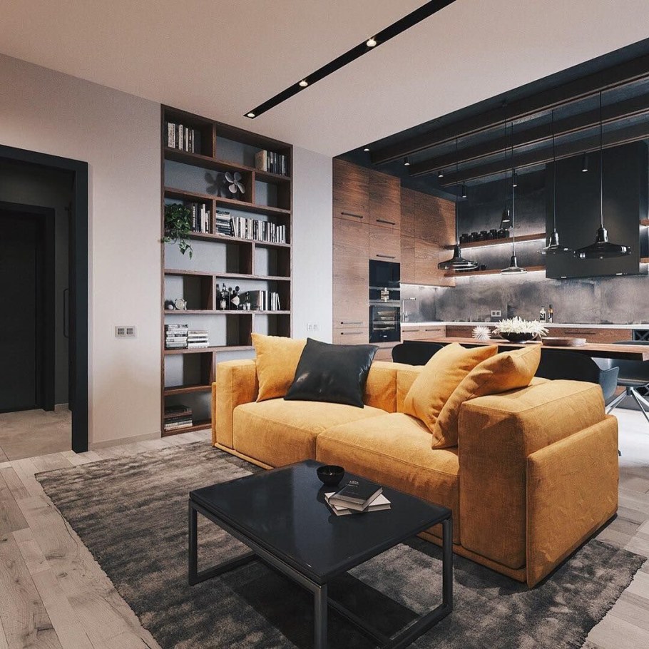 Интерьер в стиле лофт гостиная