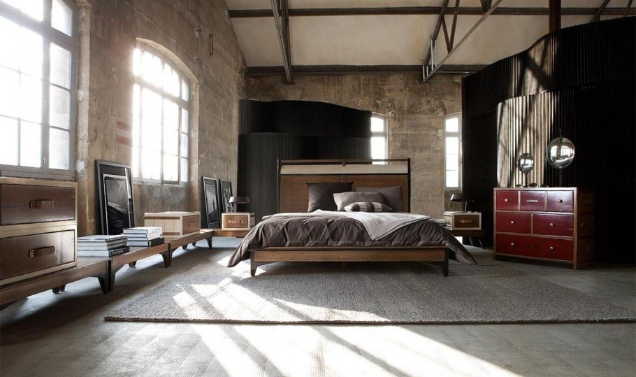 Спальня в стиле лофт Индастриал
